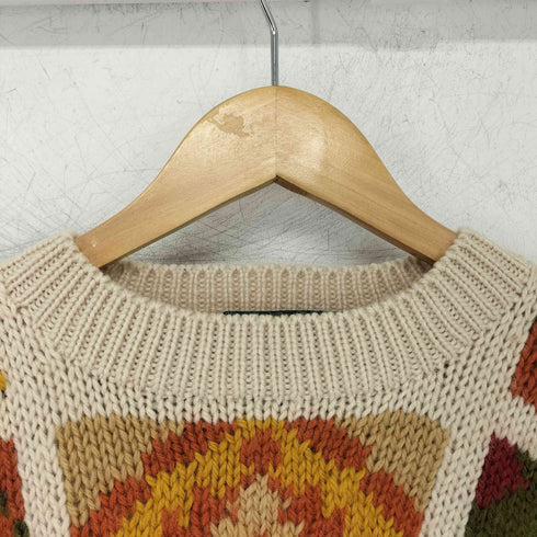 ニューヨーカー NEWYORKER HAND KNITTING 総柄 クルーネックニット セーター レディース import:M