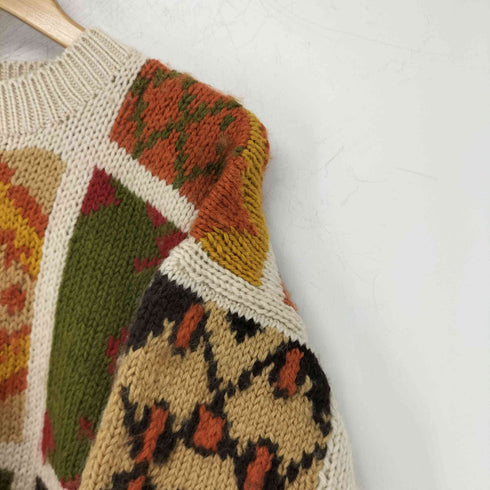 ニューヨーカー NEWYORKER HAND KNITTING 総柄 クルーネックニット セーター レディース import:M