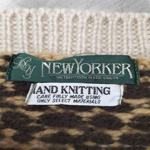 ニューヨーカー NEWYORKER HAND KNITTING 総柄 クルーネックニット セーター レディース import:M