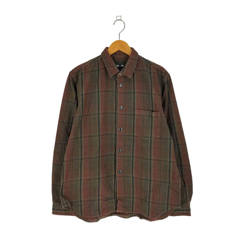 コムデギャルソンオムプリュス COMME des GARCONS HOMME PLUS 10aw スワロフスキーボタン チェック柄 長袖ネルシャツ メンズ JPN:L