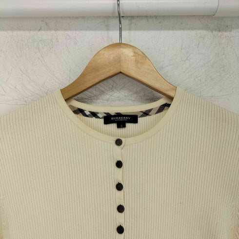 バーバリーロンドン BURBERRY LONDON ワンポイント刺繍 ノバチェック 七分袖 ヘンリーネック リブカットソー レディース JPN:2