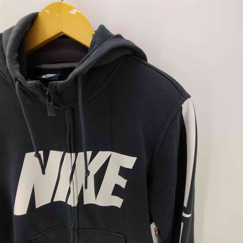 ナイキ NIKE センター ロゴ プリント ショルダー ライン ジップ フーディー パーカー メンズ import:M