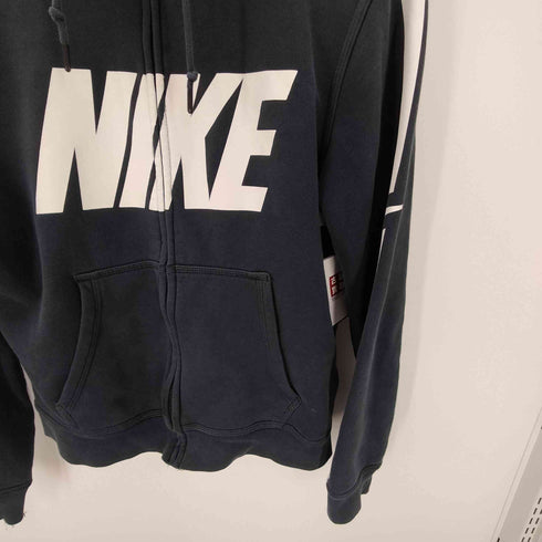 ナイキ NIKE センター ロゴ プリント ショルダー ライン ジップ フーディー パーカー メンズ import:M