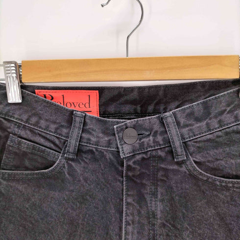 {Preloved HIGHWAIST TAPERED ブラックデニムテーパードパンツ レディース 27R