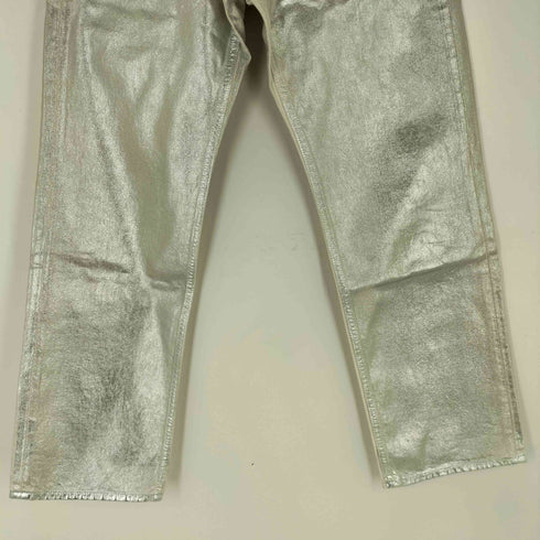 コス COS RELAXED STRAIGHT メタリックシルバークラックデニムパンツ レディース 26
