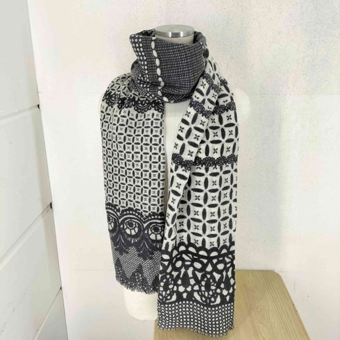 YARNZ カシミヤ100 総柄大判ストール レディース
