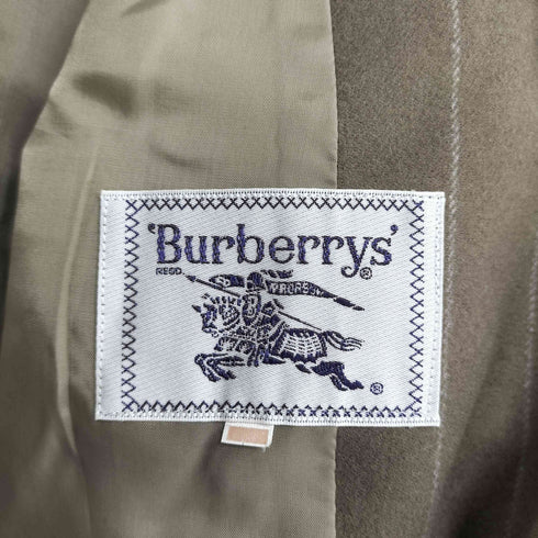 バーバリーズ BURBERRYS ストライプ柄 ワンポイント刺繍 ダブルブレスト テーラードジャケット タイトスカート セットアップ レディース 15BR