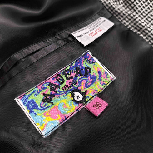 madcap england ビスコース混 ベロア切替襟 千鳥格子柄 テーラードジャケット メンズ UK:36