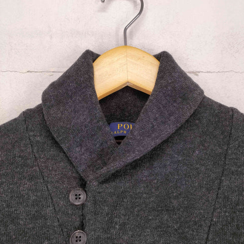 ポロラルフローレン POLO RALPH LAUREN ポニー刺繍 シープレザーエルボーパッチショールカラーニット メンズ S