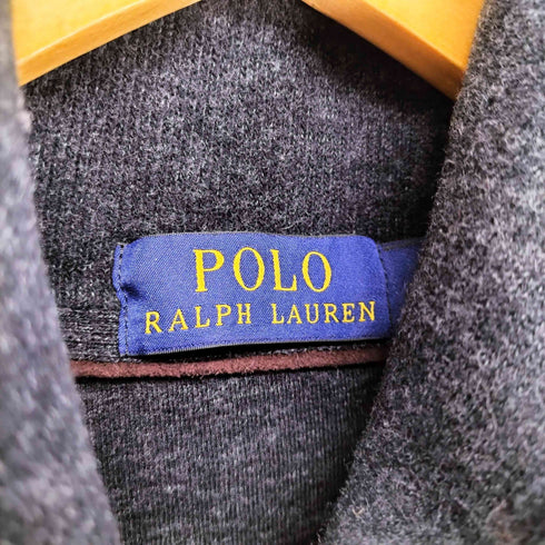 ポロラルフローレン POLO RALPH LAUREN ポニー刺繍 シープレザーエルボーパッチショールカラーニット メンズ S
