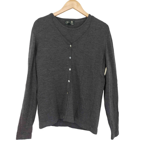 ローラアシュレイ LAURA ASHLEY 純メリノウール シェルボタン プレーンカーディガン S/Sニット アンサンブル レディース import:L