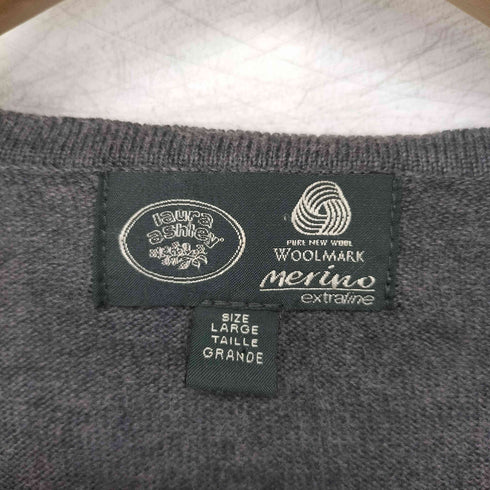 ローラアシュレイ LAURA ASHLEY 純メリノウール シェルボタン プレーンカーディガン S/Sニット アンサンブル レディース import:L