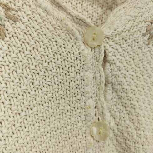 ローラアシュレイ LAURA ASHLEY 立体刺繍 L/S コットンカーディガン レディース import:L