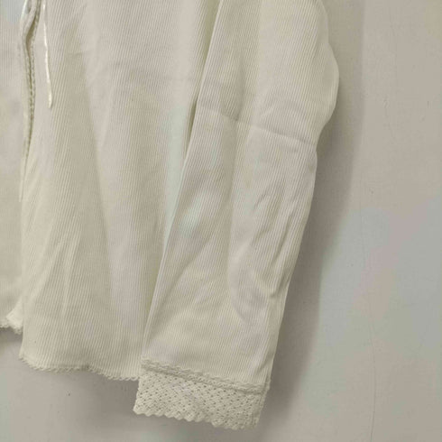 ローラアシュレイ LAURA ASHLEY リボン レース コットンリブカットソー カーディガン レディース import:L