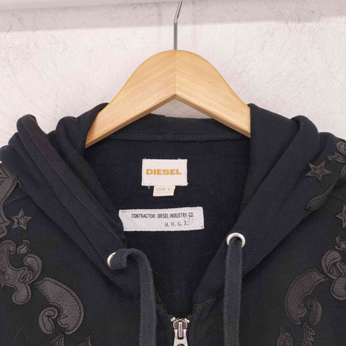 ディーゼル DIESEL レザーパッチ ジップアップパーカー メンズ import:L