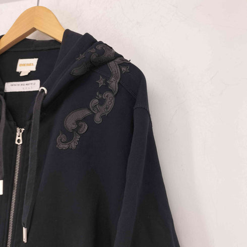 ディーゼル DIESEL レザーパッチ ジップアップパーカー メンズ import:L