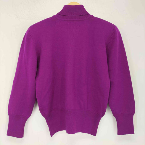 イヴサンローラン Yves Saint Laurent 刺繍ロゴ タートルネック ウールニット レディース M