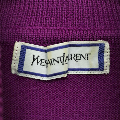 イヴサンローラン Yves Saint Laurent 刺繍ロゴ タートルネック ウールニット レディース M