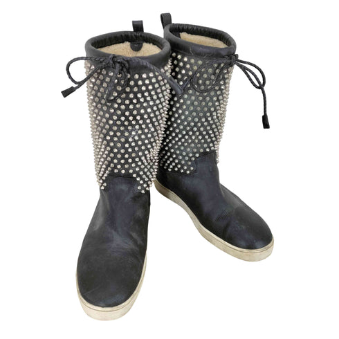 クリスチャンルブタン CHRISTIAN LOUBOUTIN スパイクスタッズ レザーブーツ メンズ EUR:44