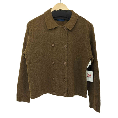リズ クレイボーン LIZ Claiborne ダブルブレスト 猫目ボタン 短丈 ウール混 ニットジャケット レディース
