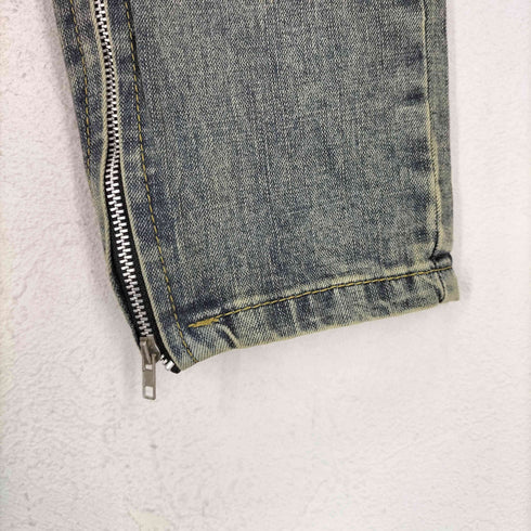 ダメージ加工裾ジップデニムパンツ レディース JPN:M