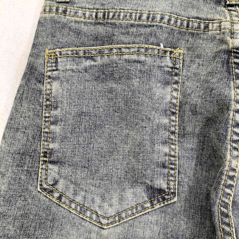 ダメージ加工裾ジップデニムパンツ レディース JPN:M