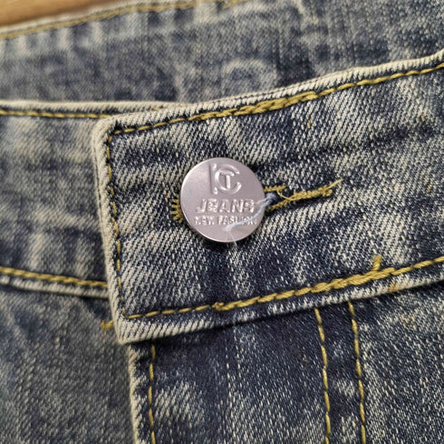 ダメージ加工裾ジップデニムパンツ レディース JPN:M