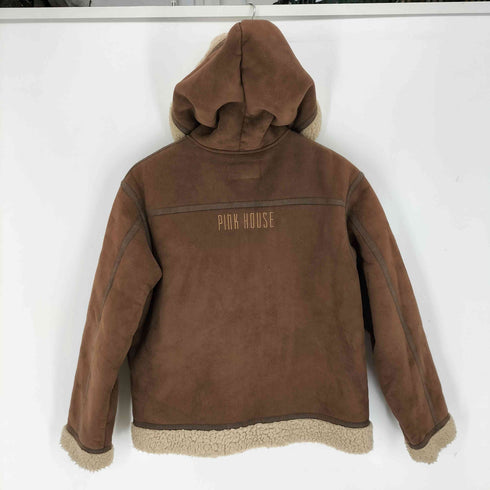 ピンクハウス PINK HOUSE ロゴ刺繍 フーデッドムートンジャケット レディース