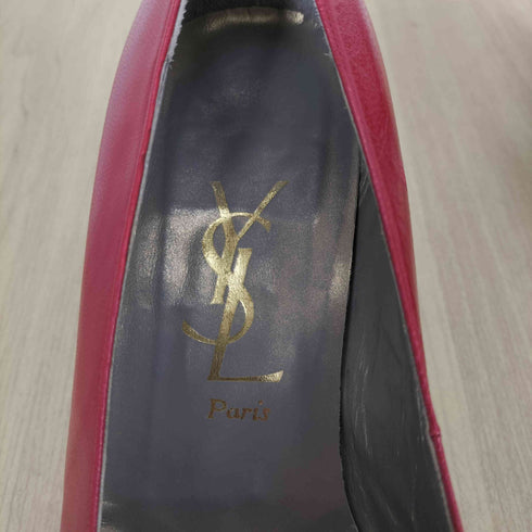 イヴサンローラン Yves Saint Laurent パイソン切替レザーヒールパンプス レディース 35 1/2