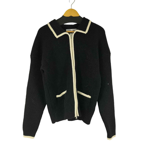 ザラ ZARA コントラストジップアップカーディガン メンズ import:M