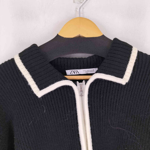 ザラ ZARA コントラストジップアップカーディガン メンズ import:M