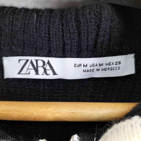 ザラ ZARA コントラストジップアップカーディガン メンズ import:M