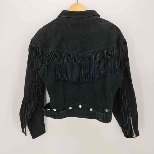 PORTUGAL フリンジ ウエスタンヨーク カウスエード レザー ジップアップ ジャケット メンズ import:M