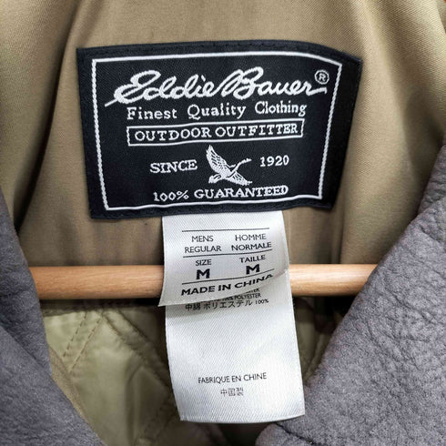 エディーバウアー Eddie Bauer 裏地 キルティング 襟 レザー 比翼 ステンカラー コート メンズ import:M