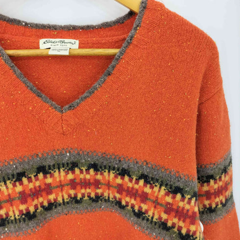 エディーバウアー Eddie Bauer ラムウール Vネック ニットセーター メンズ XL
