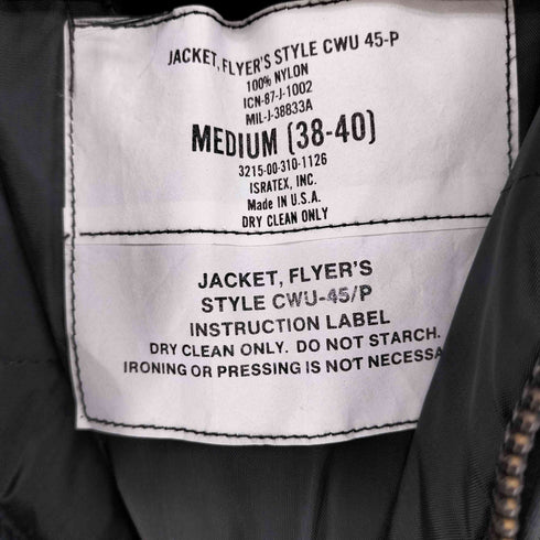 ユーエスエアーフォース U.S. AIR FORCE 米空軍 CWU-45P 80S USA製 ISRATEX社製 IDEALジップ ミリタリー フライト ジャケット 87年製 メンズ 38-40