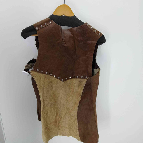 スペイン製 EXCELSIOR ハラコ レザー コンビ 丸カン ベスト メンズ