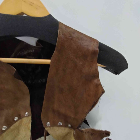 スペイン製 EXCELSIOR ハラコ レザー コンビ 丸カン ベスト メンズ