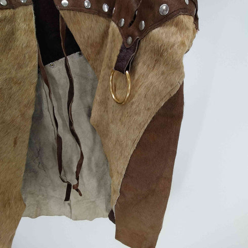 スペイン製 EXCELSIOR ハラコ レザー コンビ 丸カン ベスト メンズ