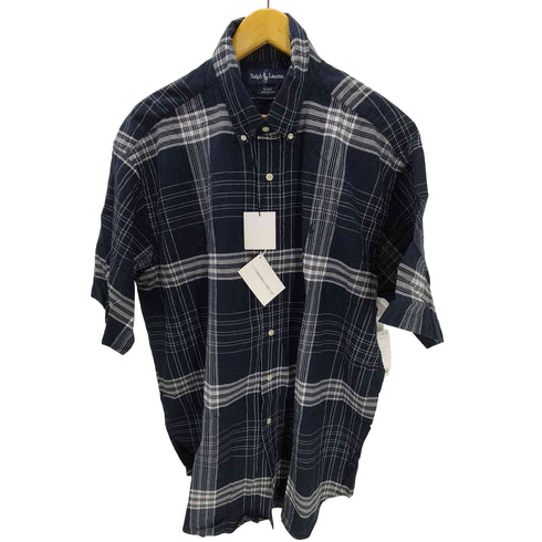 ラルフローレン RALPH LAUREN BLAKE ポニー 刺繍 シアー コットン S/S チェック シャツ メンズ LL