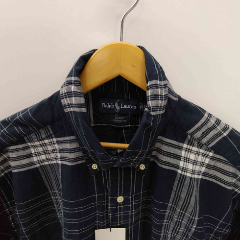 ラルフローレン RALPH LAUREN BLAKE ポニー 刺繍 シアー コットン S/S チェック シャツ メンズ LL