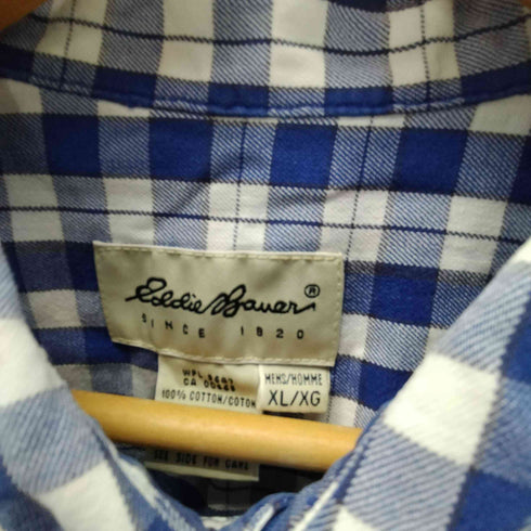 エディーバウアー Eddie Bauer 90-00S 白タグ L/S ポケット チェック シャツ メンズ import:XL