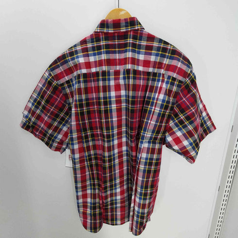 エディーバウアー Eddie Bauer 90-00S 白タグ マドラスチェック ボタンダウン S/S シャツ メンズ import:L