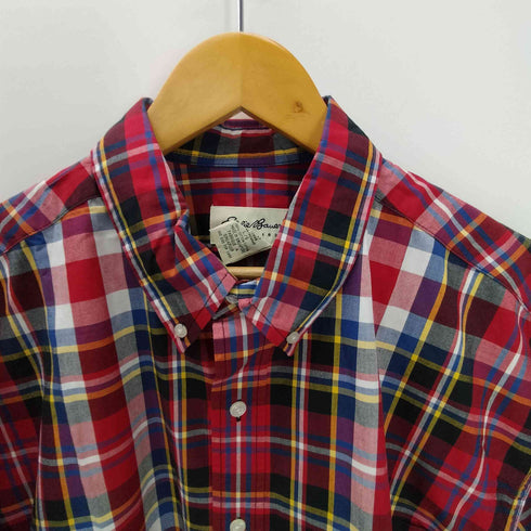 エディーバウアー Eddie Bauer 90-00S 白タグ マドラスチェック ボタンダウン S/S シャツ メンズ import:L