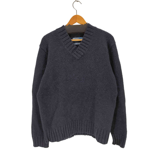 ポロバイラルフローレン Polo by RALPH LAUREN 90S アルパカ混 エルボーパッチ vネックニット ポニー無 メンズ import:L