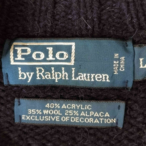 ポロバイラルフローレン Polo by RALPH LAUREN 90S アルパカ混 エルボーパッチ vネックニット ポニー無 メンズ import:L