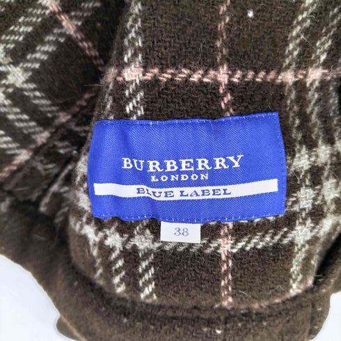 バーバリーブルーレーベル BURBERRY BLUE LABEL 裏地チェック ピーコート レディース 38