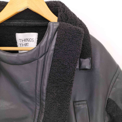 THINGS THAT MATTER IMITATION MOUTON CROPPED RIDERS JACKET ムートン クロップド ライダースジャケット レディース FREE