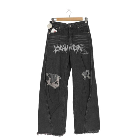 立体裁断 ペイント ダメージ ブラックデニム メンズ JPN:M