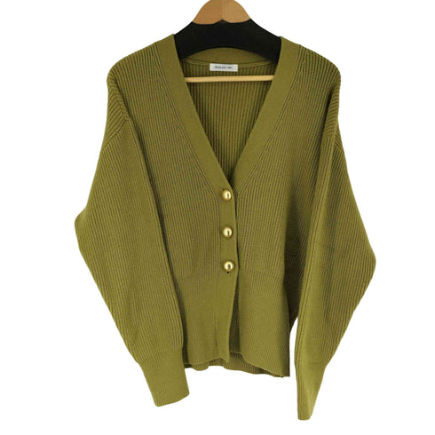 ナチュラルビューティーベーシック NATURAL BEAUTY BASIC ゴールドボタンフォルムニットカーディガン レディース FR